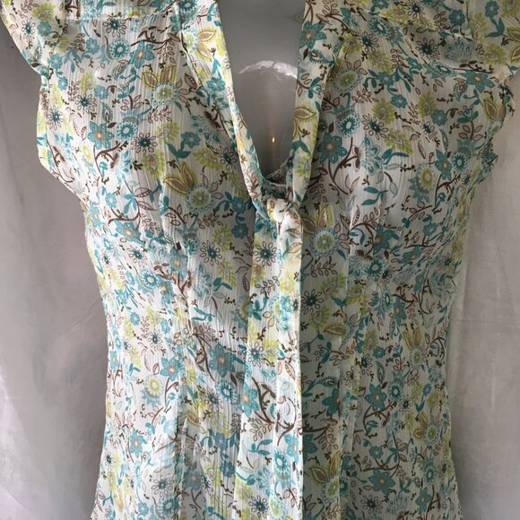 Smart Set Women's SZ S Sheer Top Sleeveless Blouse Floral Blue Y2K Fairy BOHO - Picture 13 of 16